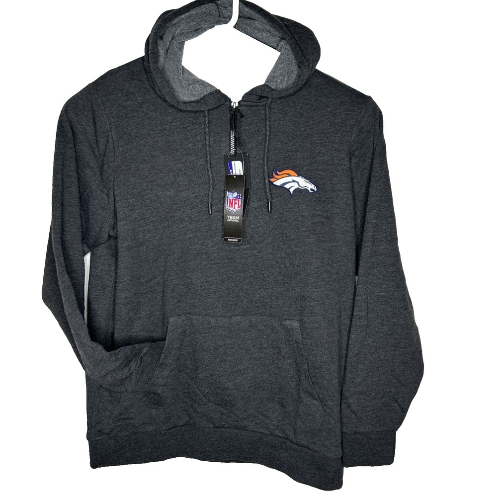 Antigua Denver Broncos Men XL Pullover 1/4 Zip Hoodie Charcoal Gray Team Apparel